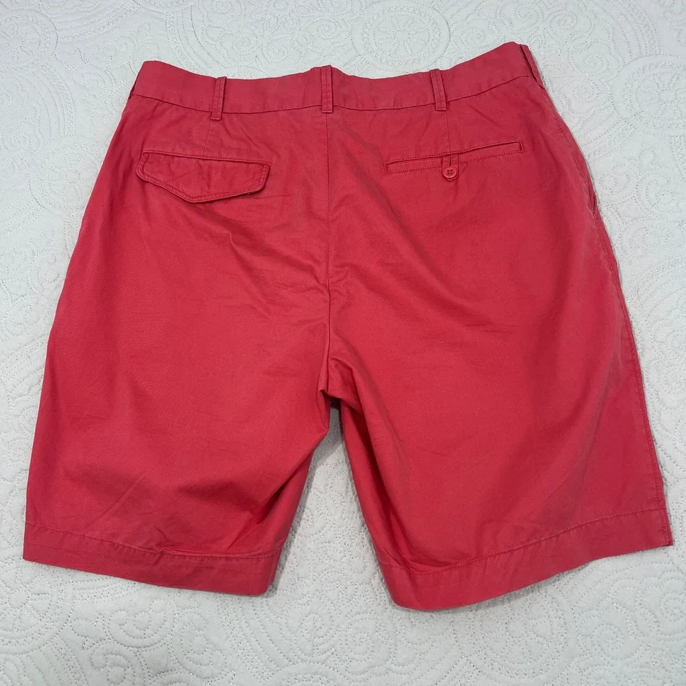 Polo Golf Ralph Lauren Mens Salmon Red Pima Cotton Chino Shorts Sz 34 Flat Front
